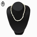 Collier en pierre de nacre crème blanc cassé chips vintage
