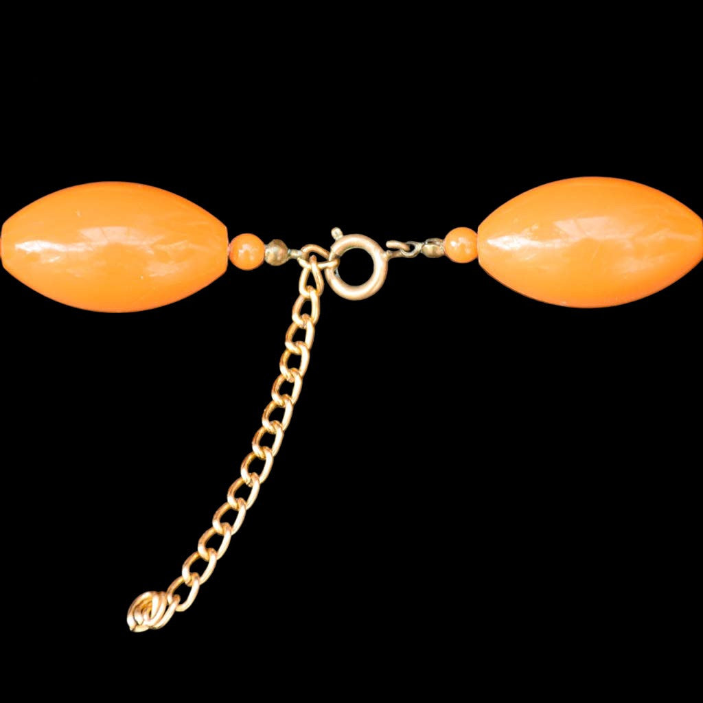Collier perles orange ras de cou vintage 1970 1980