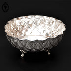 Coupelle coupe petit plat sur pied trépied métal argenté festonné