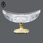 Coupelle sur pied serviteur plat coupe ovale piédouche en cristal et laiton H 15 L 31 cm