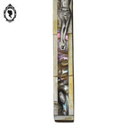 Croix christ crucifix mural en nacre sur bois Jérusalem vintage
