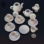 Dînette service 6 tasses à café pots cafetière sucrier miniature terre cuite beige