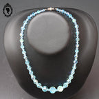 Élégant collier en cristal aurore boréale AB bleu en cascade bijou ancien vintage