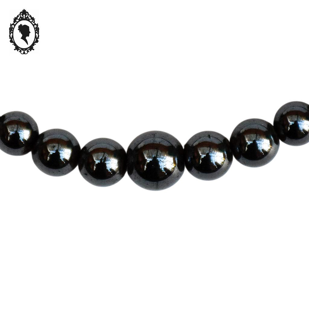 Élégant collier gris noir pierre hématite perles rondes cascade vintage
