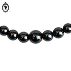 Élégant collier gris noir pierre hématite perles rondes cascade vintage