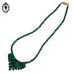 Élégant collier vert perles de malachite baguettes et rondes vintage