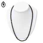 Élégant long collier fin perles de verre facetté noir et doré vintage ancien