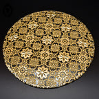 Élégant plat de présentation culinaire rond en verre arabesque or doré