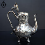 Élégante théière métal argenté décor arabesque ancienne