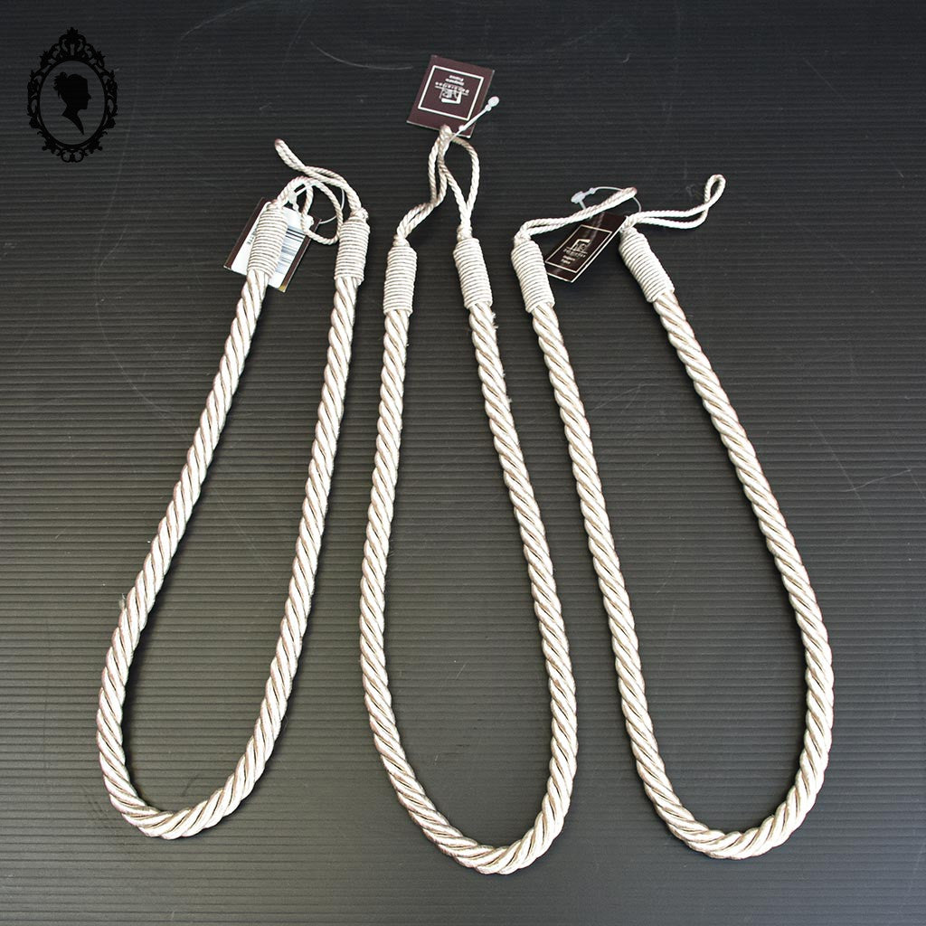 Embrasse corde beige satiné simple passementerie attache pour rideau style Houles neuf