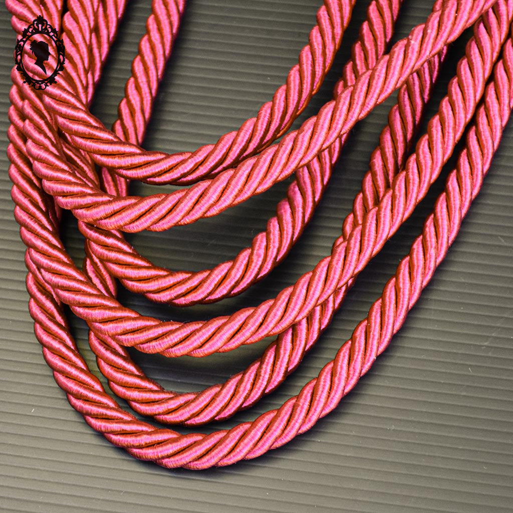Embrasse corde rose fushia rouge satiné simple passementerie attache pour rideau style Houles neuf