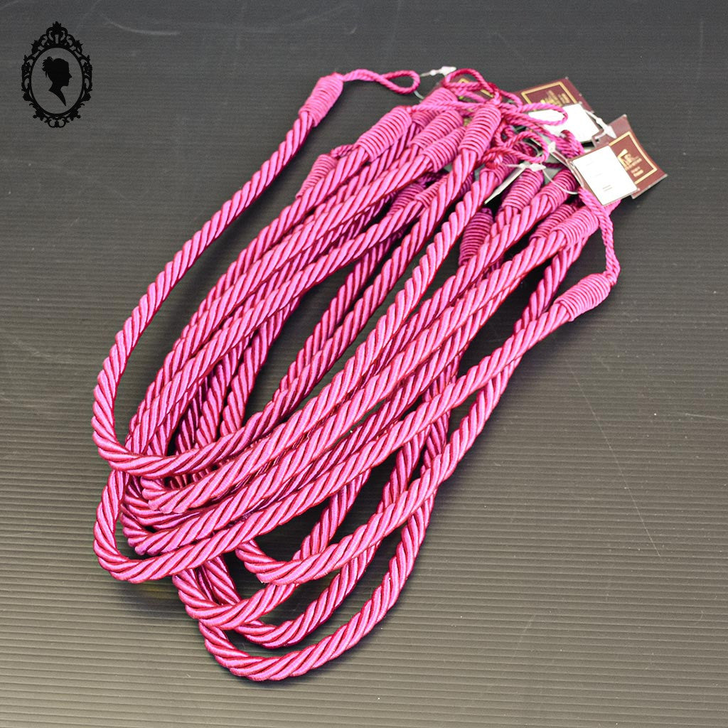 Embrasse corde rose fushia satiné simple passementerie attache pour rideau style Houles neuf