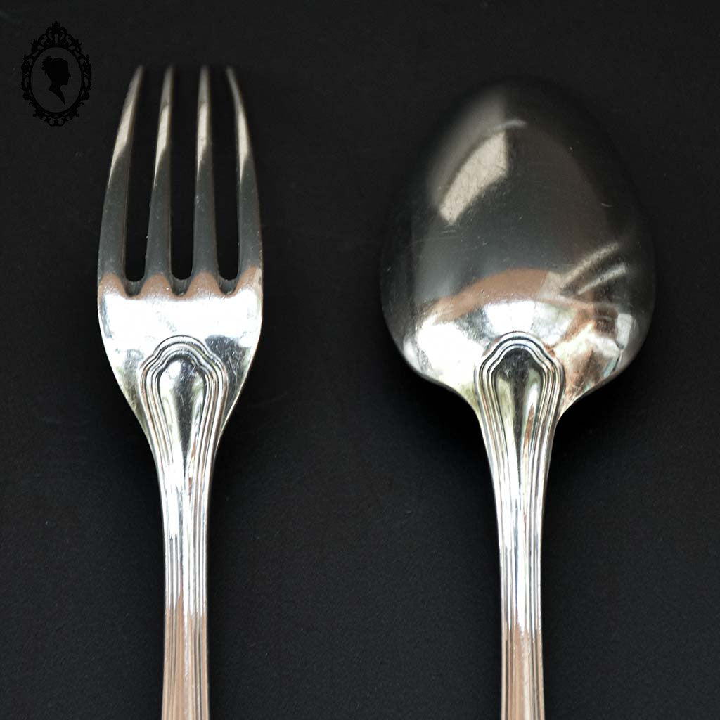 Ensemble 2 couverts enfant ou dessert Chritofle métal argenté dans écrin