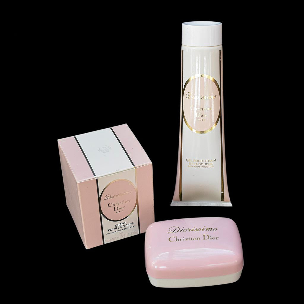 Ensemble 3 cosmétiques Diorissimo savon, gel, crème vintages collection Dior