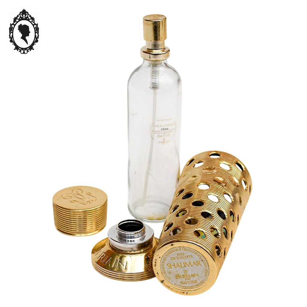 Étui métal doré pour recharge vaporisateur 93 ml Guerlain vintage