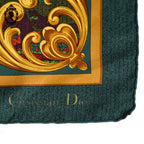 Foulard soie collection Christian Dior CD vert rouge jaune vintage