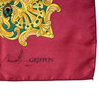 Foulard soie collection Marcelle Griffon voiture ancienne rouge vert blanc jaune vintage