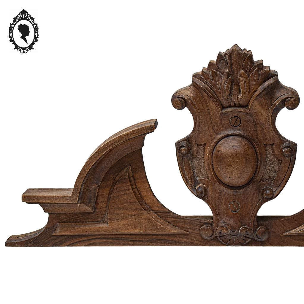 Fronton d’armoire ou lit en bois sculpté ailes 70 cm ancien vintage