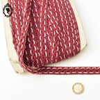 Galon laine rose ancien L 1,7 cm passementerie vintage pop