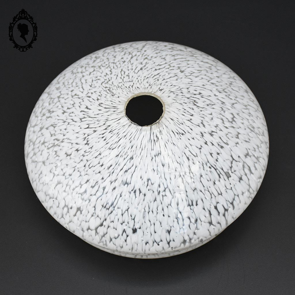 Globe tulipe abat-jour blanc rond verre de Clichy moucheté Art déco