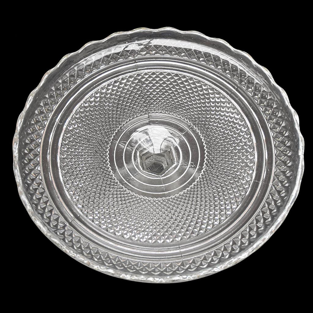 Grand compotier coupelle coupe serviteur plat sur pied en verre moulé festonné