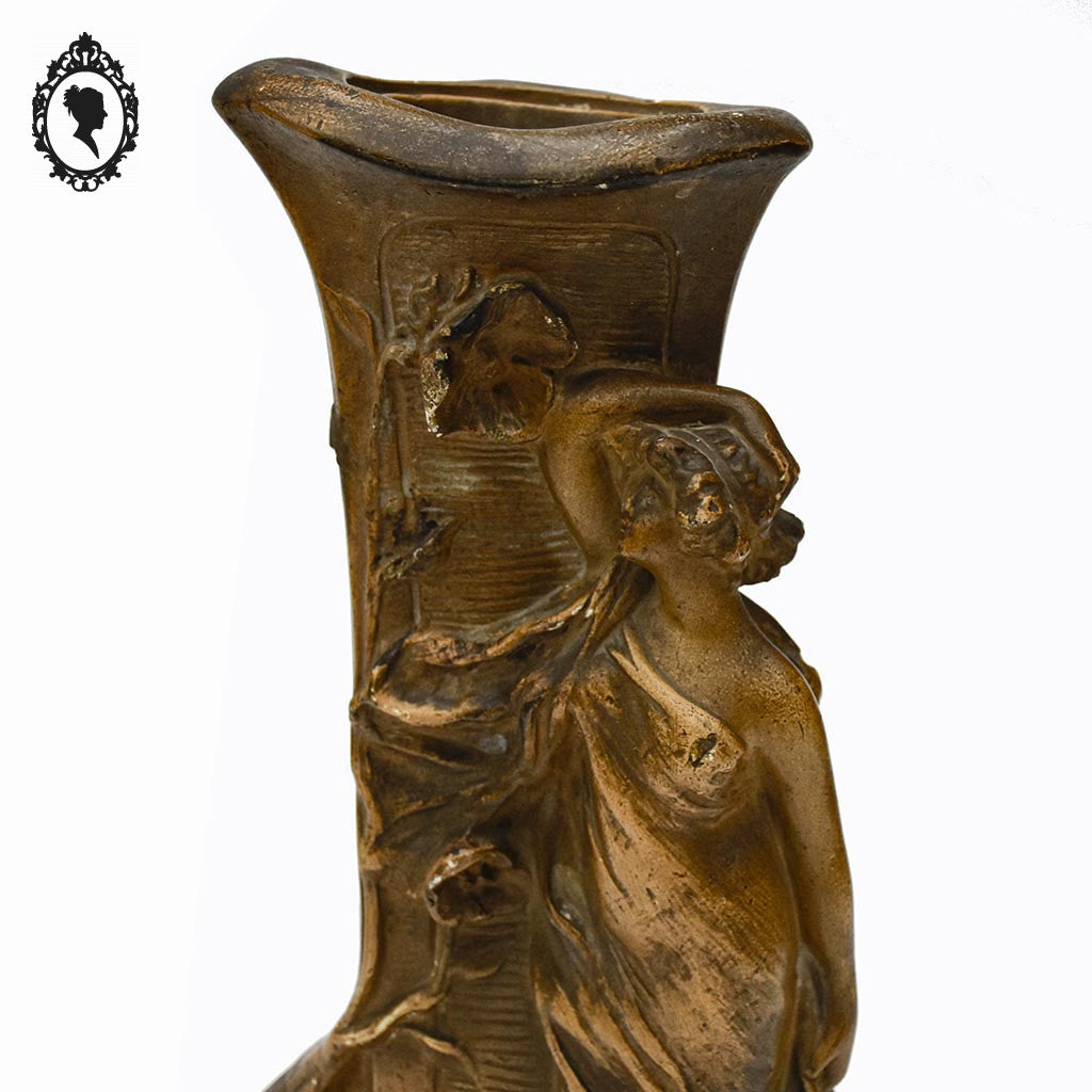 Grand vase Art Nouveau Gustave Van Vaerenbergh en plâtre marron ancien