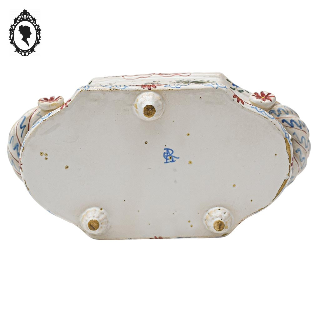 Jardinière ou plat trépied faïence Aprey ancien XIXe siècle