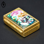 Jolie boite à pilules émaux polychromes et doré vintage