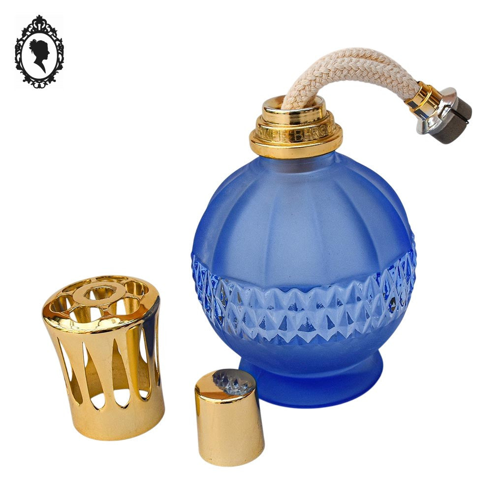 Lampe Berger verre ciselé bleu et doré boule