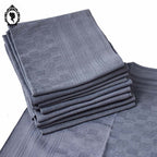 Lot 10 serviettes de table damassées ou torchons gris linge ancien 58 x 65 cm