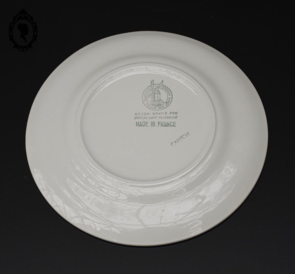 Lot 16 assiettes à dessert plates fleur rose bleue gris Moulin des loups vintage