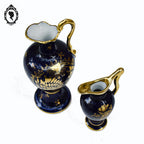 Lot 2 petites aiguières vases bec anse bleu et doré porcelaine de Limoges vintage
