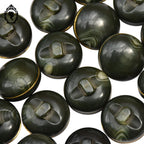 Lot 28 boutons rond épais vert kaki vintage D 2,3 cm et 1,7 cm