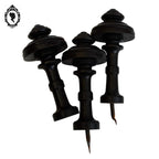 Lot 3 ornementations toupies embrasses bois noir ornement meuble ancien