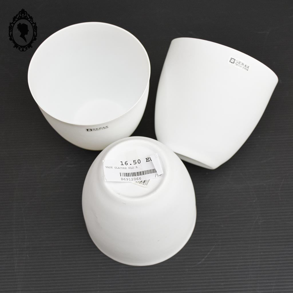Lot 3 pots vases blancs ronds en porcelaine SERAX neuf