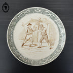 Lot 9 assiettes anciennes plates ou à dessert Terre de Fer Le Duel Louis XIV gladiateurs Creil et Montereau