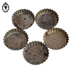 Lot moules à gâteaux ronds festonnés fer blanc gris vintage ancien