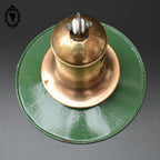 Lustre industriel lampe suspension indus abat jour émaillé et laiton vintage