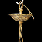 Lustre plafonnier lanterne cage 3 lumières verre bronze doré vintage