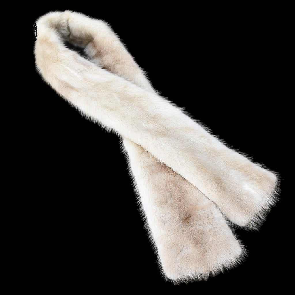 Magnifique écharpe véritable fourrure vison beige clair vintage ancien