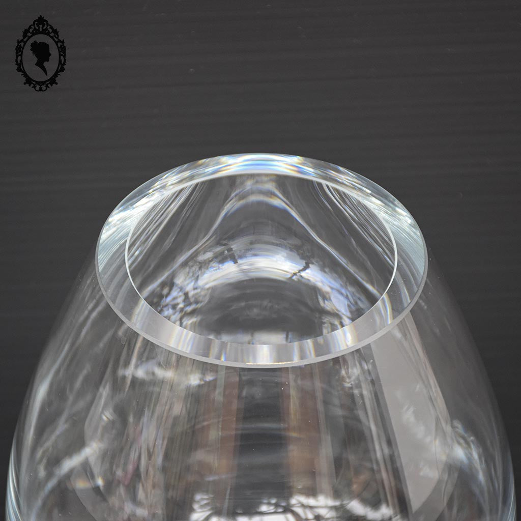 Magnifique vase en cristal épais blanc rond forme œuf handmade vintage