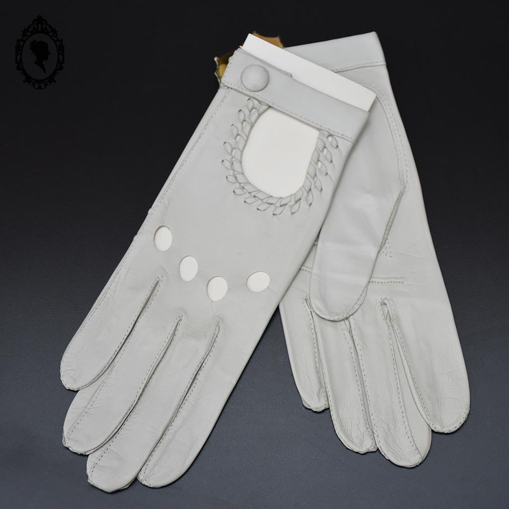 Magnifiques gants femme cuir souple gris clair beige T 7 vintage et neuf