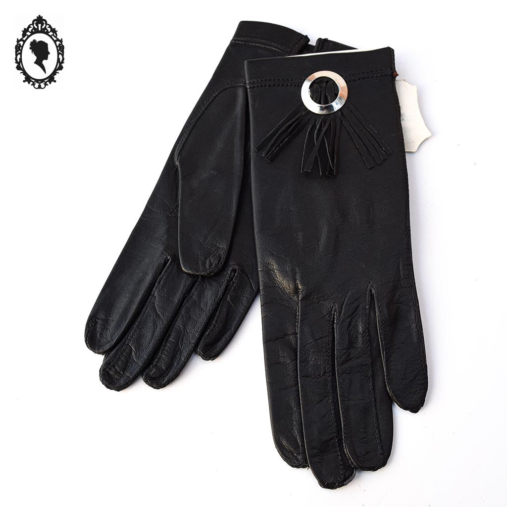 Magnifiques gants femme cuir souple noir T 6 1/2 - 6,5 vintages et neufs