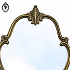 Miroir glace en bronze doré arabesque baroque mural H 36 cm vintage