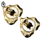 Paire de boucles d’oreilles Jacky de G cœur soleil bombé métal doré à clips bijoux vintage