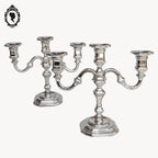 Paire de bougeoir à poser 3 feux ou 3 bougies métal gris BMF vintage
