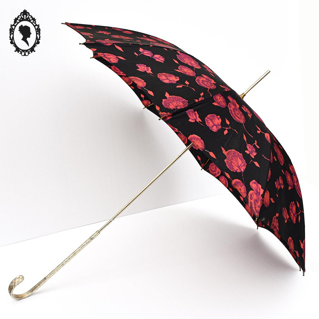 Parapluie fleuri rouge noir Nail Europ collection vintage
