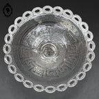Petit compotier coupelle coupe serviteur plat sur pied en verre moulé ajouré festonné
