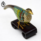 Petite figurine oiseau paon en émail émaux cloisonnés collection vintage