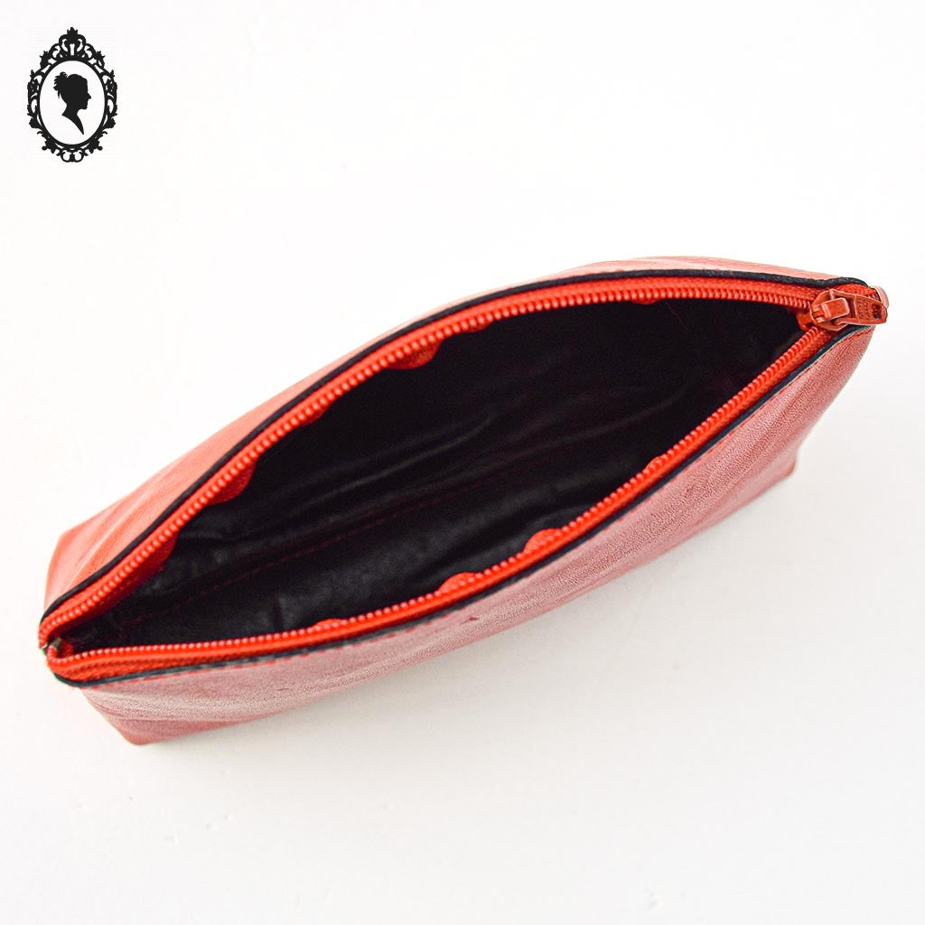Pochette trousse de maquillage ou sac en cuir rouge neuve